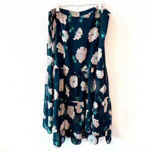 LOFT Outlet Navy and Teal Floral Skirt